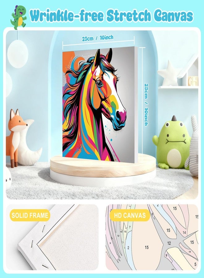 GEEHEIY Paint by Numbers Kit for Kids with Frame - Without Easel, Horse Paint by Number for Kids Ages 8-12, DIY Acrylic Oil Painting for Home Wall Decor (10 x 10 inch) - Image 2